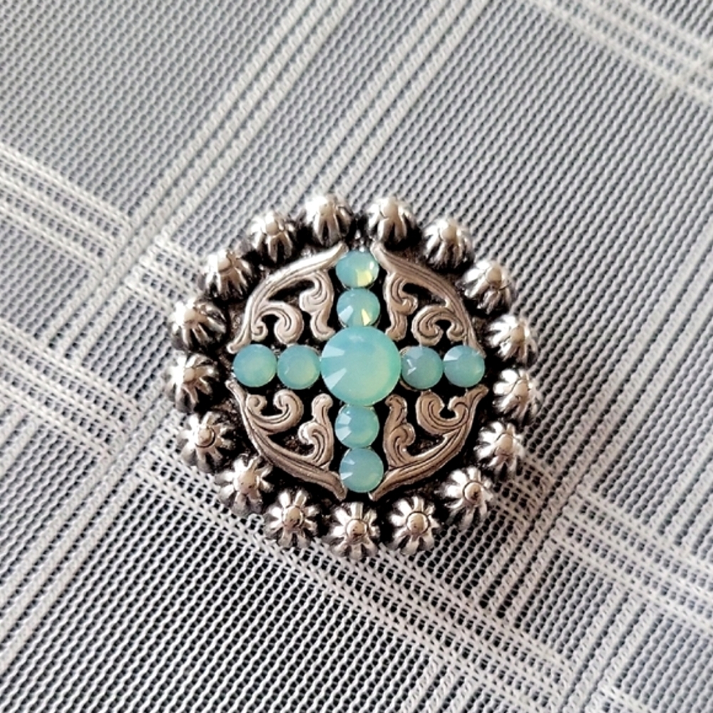 Silver and Pacific Opal Round Concho